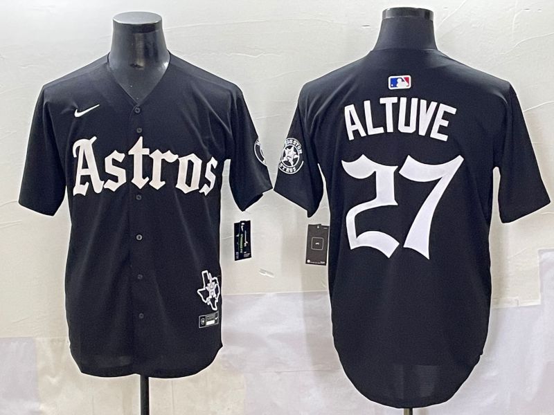 Men 2025 Houston Astros #27 Altuve Black Five generations Joint Name Nike MLB Jersey style 1